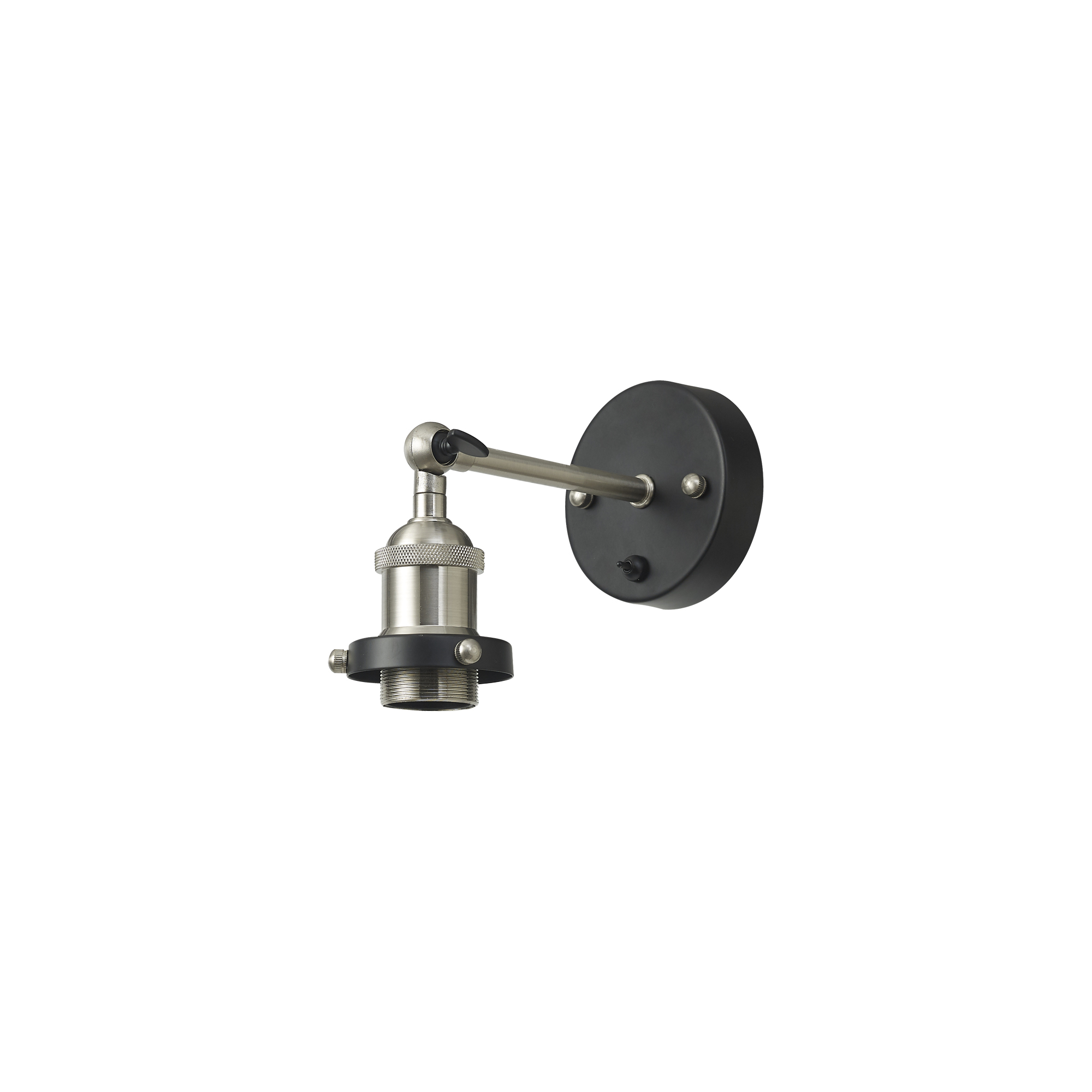 D0703  Dreifa Switched Wall Light, 1 x E27, Black/Satin Nickel